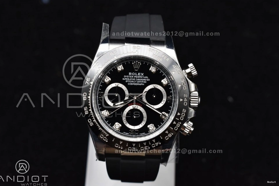 on Black Daytona Diamonds Best Edition Rubber 116519 Oysterflex Dial SA4130 BTF 1:1 Strap 1126